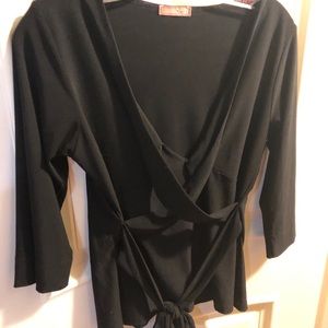 Black cris cross shirt.